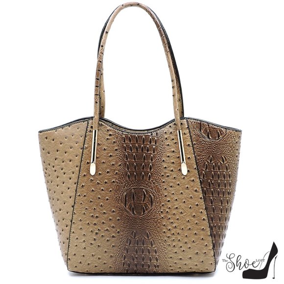 Veda Ostrich Tote and Clutch Set - Picture 2 of 6